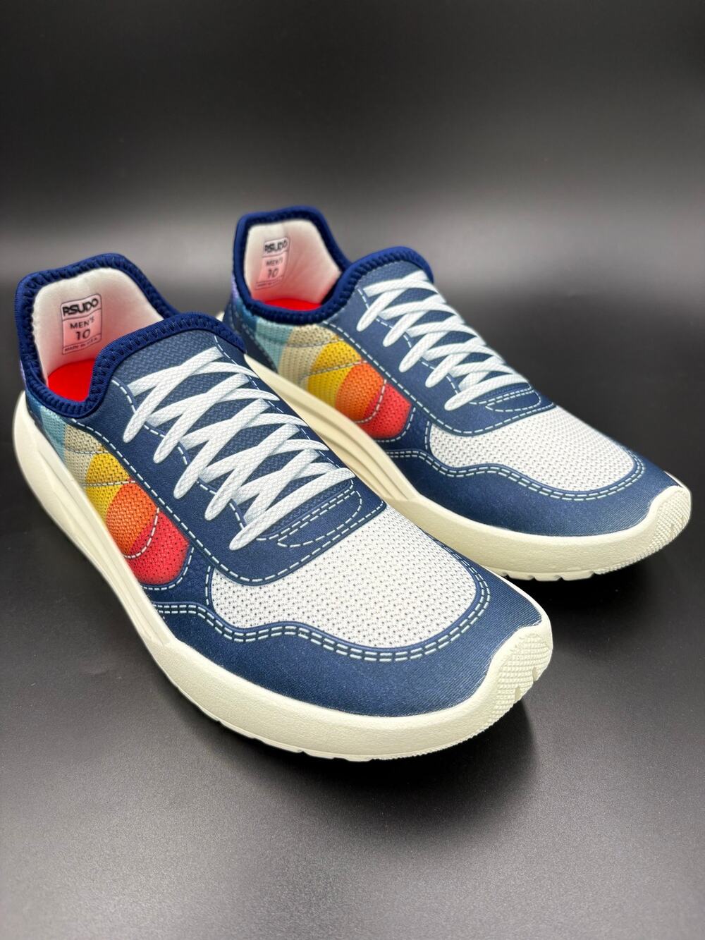 Psudo Men’s Court Blue Multi Color Slip On Sneakers Size 10 New with Box